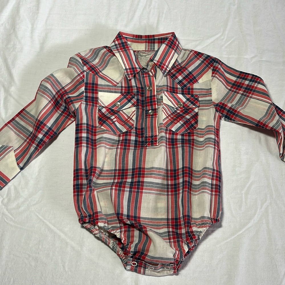 NWOT 18M Wrangler western plaid long sleeve top